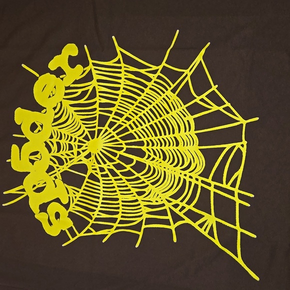 Sp5der Men's OG Web T-Shirt Brown/Yellow Size L NWOT - Picture 6 of 7